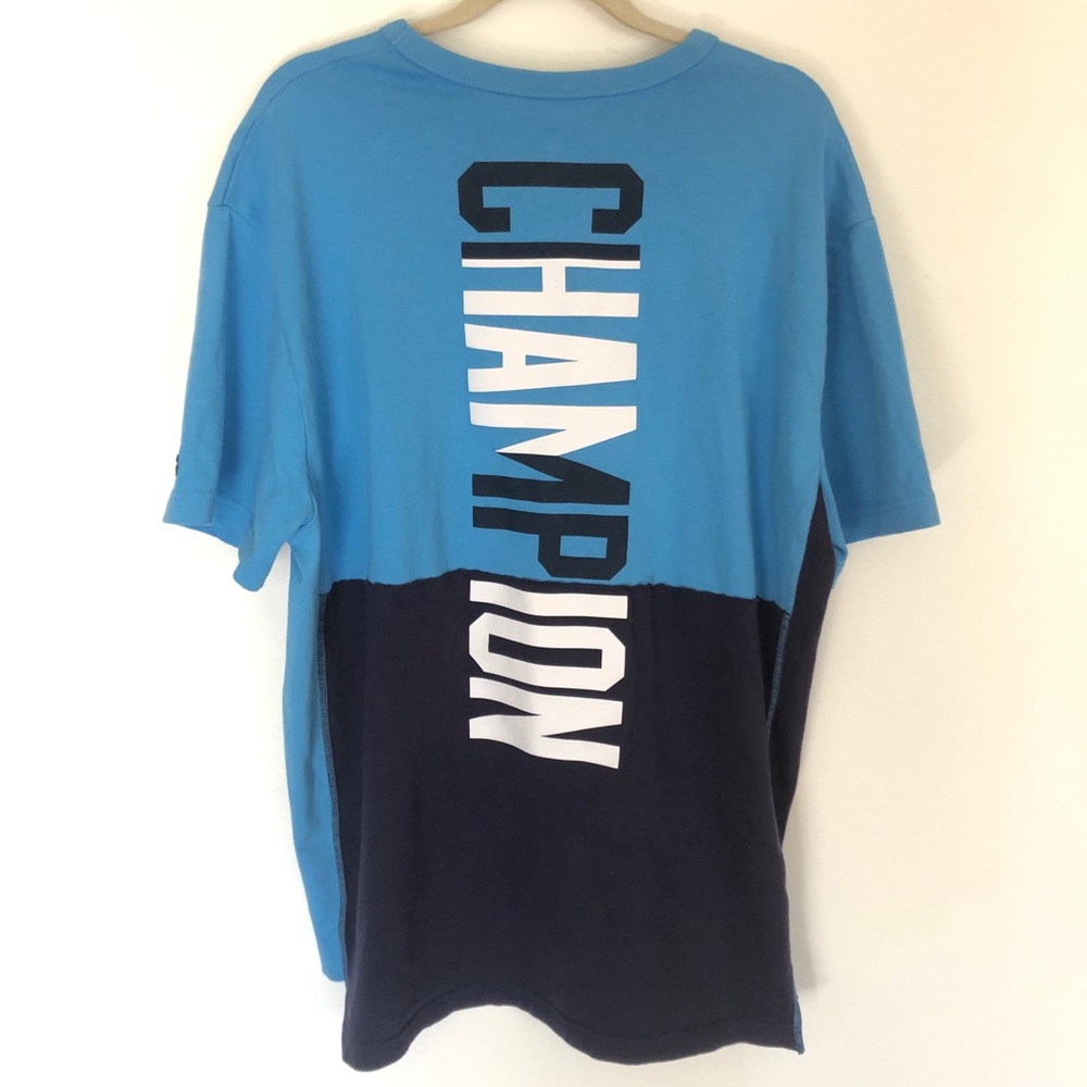 Champion blue color block reverse weave logo pocket T-shirt 2x